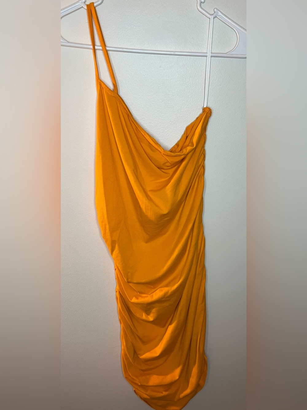 SHEIN Orange One-Shoulder Draped Slip Dress